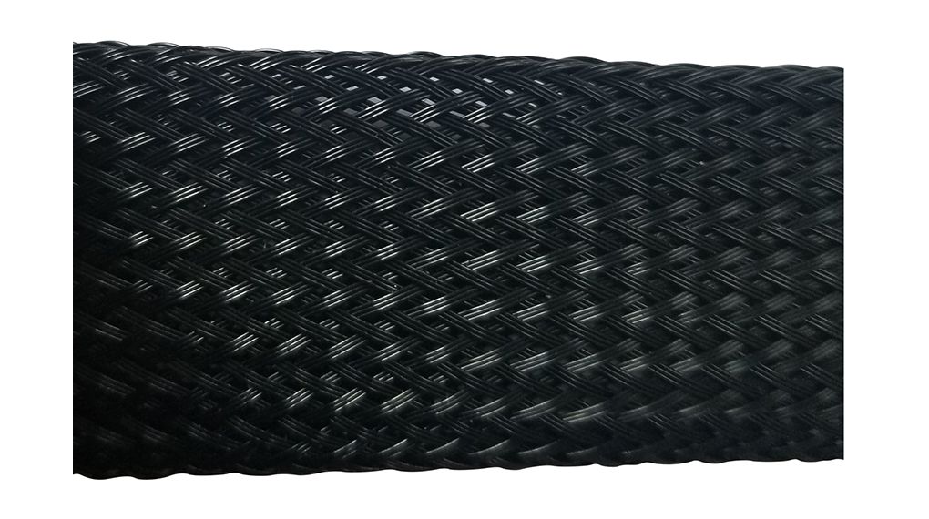 Braided Cable Sleeves 15 ... 30mm PET Black, Reel of 200 meter